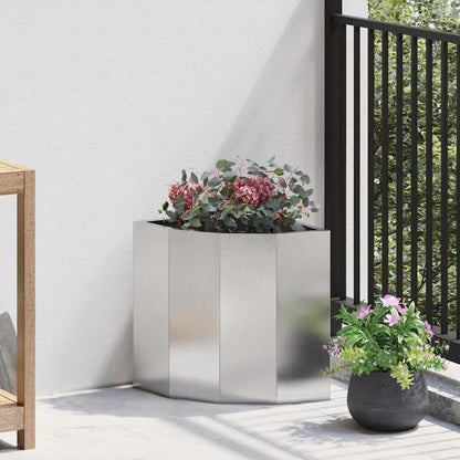 vidaXL Corner Planter Silver 30 x 30 x 35 cm Stainless steel 1