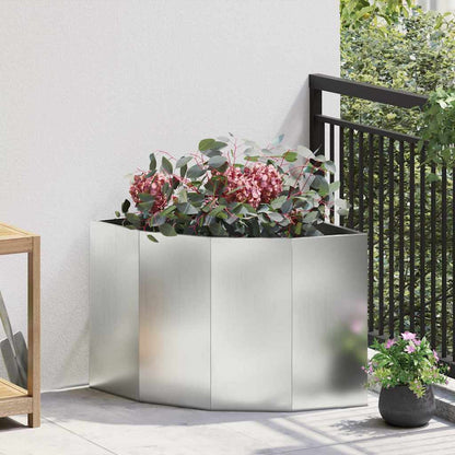 vidaXL Corner Planter Silver 60 x 60 x 50 cm Galvanised steel 1