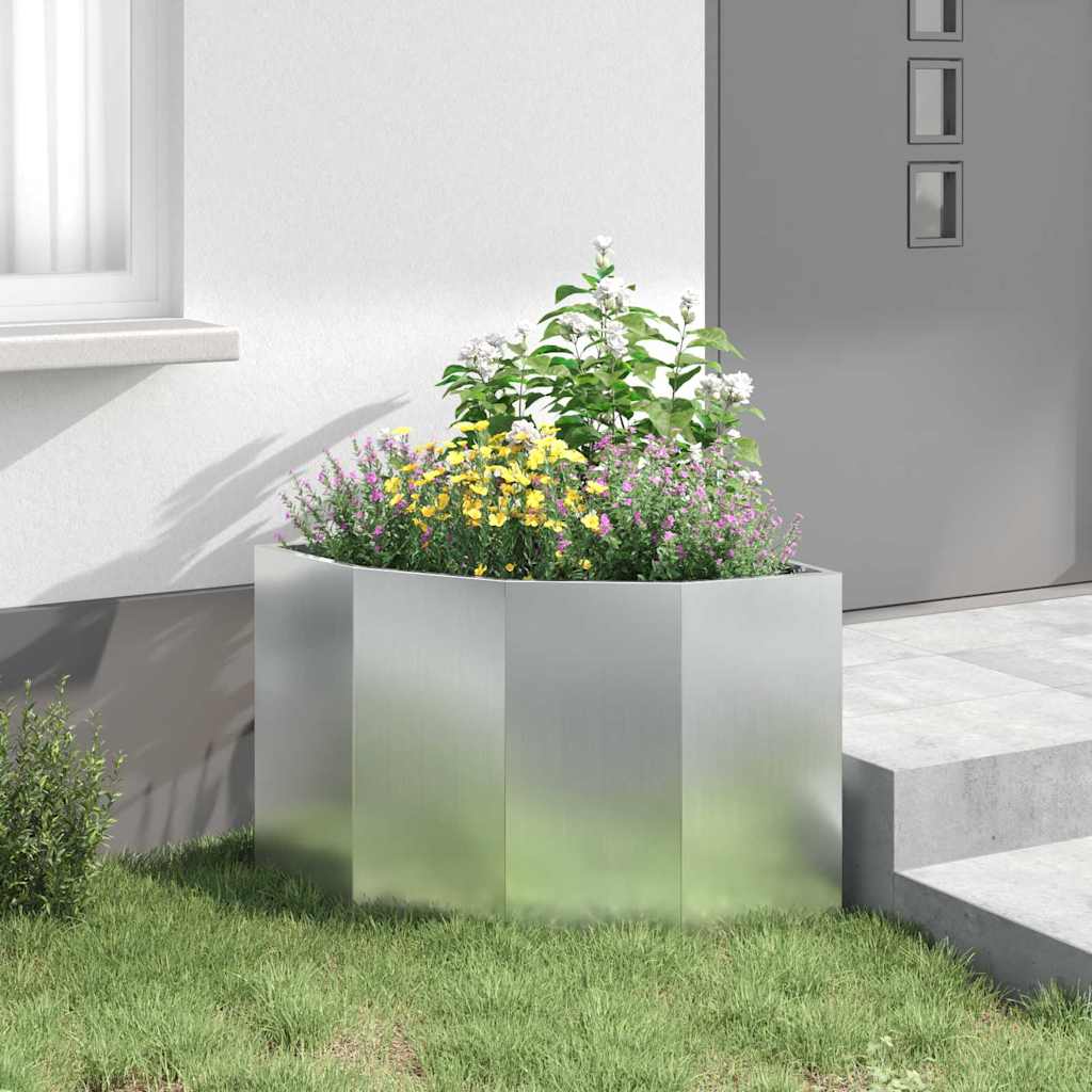vidaXL Corner Planter Silver 60 x 60 x 50 cm Galvanised steel 4