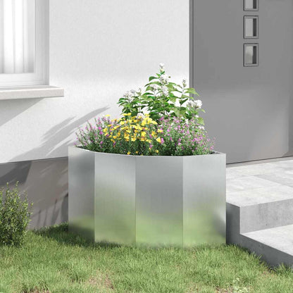 vidaXL Corner Planter Silver 60 x 60 x 50 cm Galvanised steel 4