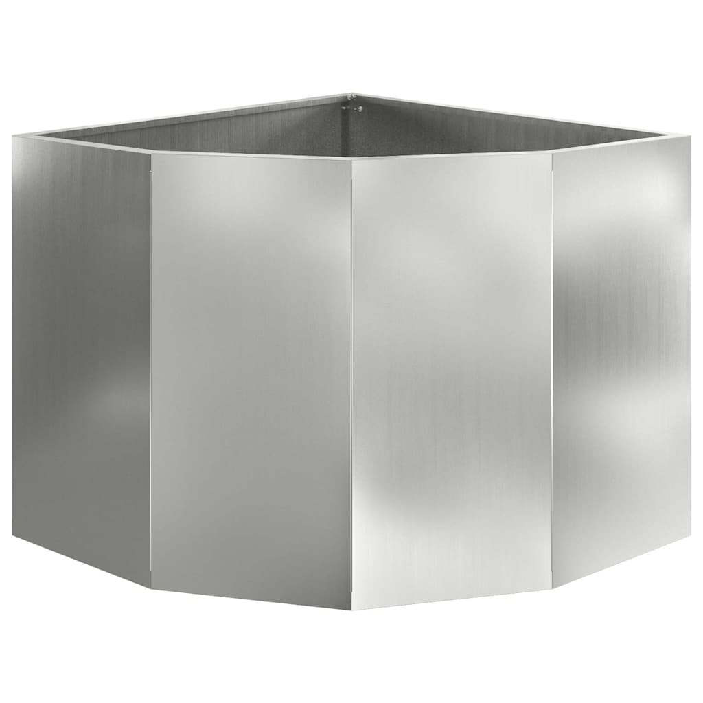 vidaXL Corner Planter Silver 60 x 60 x 50 cm Galvanised steel 5