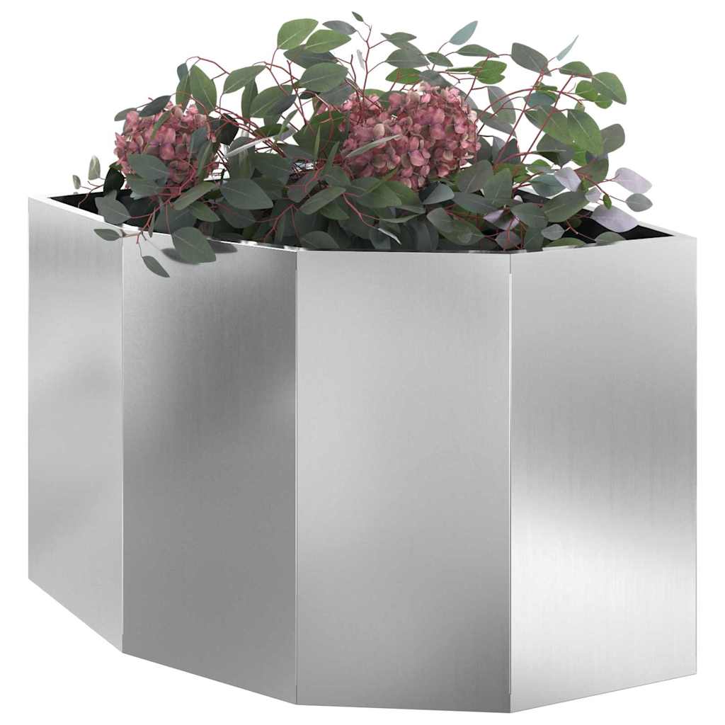 vidaXL Corner Planter Silver 60 x 60 x 50 cm Galvanised steel 3