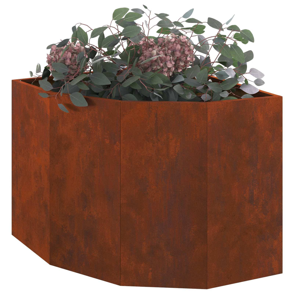 Corner Planter 60 x 60 x 50 cm Steel Height 50 cm Width 60 cm Weathering steel