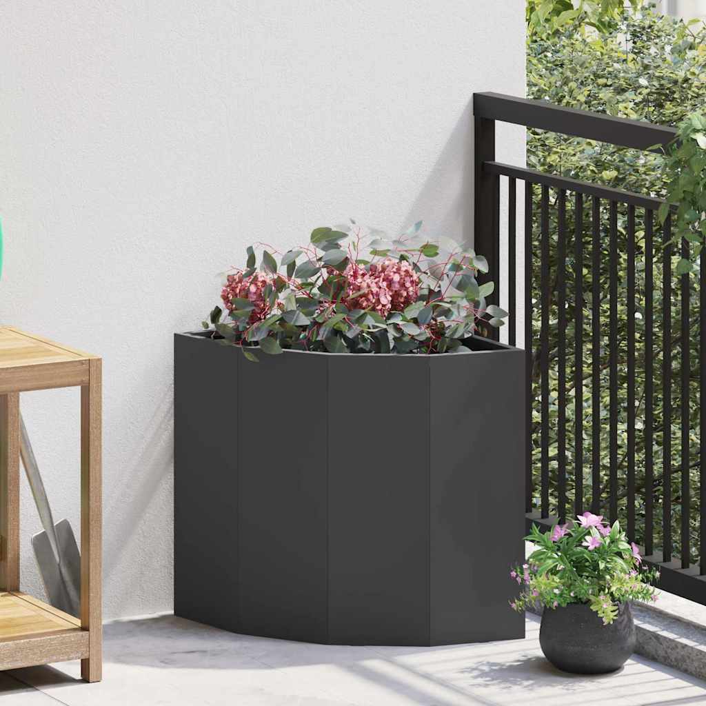 vidaXL Corner Planter Black 45 x 45 x 50 cm Steel 1