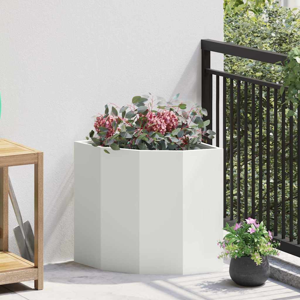 vidaXL Corner Planter White 45 x 45 x 50 cm Steel 1