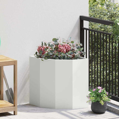 vidaXL Corner Planter White 45 x 45 x 50 cm Steel 1