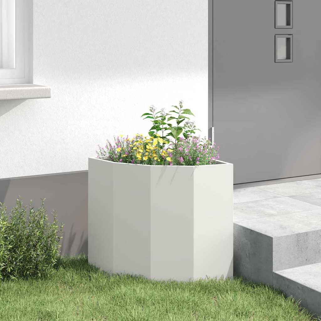 vidaXL Corner Planter White 45 x 45 x 50 cm Steel 4