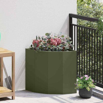 vidaXL Corner Planter Olive green 45 x 45 x 50 cm Steel 1