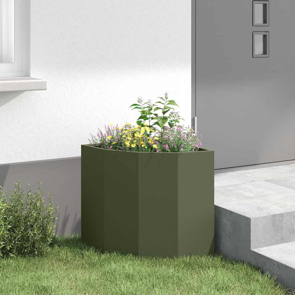 vidaXL Corner Planter Olive green 45 x 45 x 50 cm Steel 4