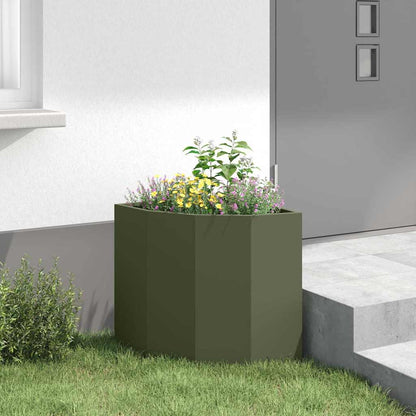 vidaXL Corner Planter Olive green 45 x 45 x 50 cm Steel 4