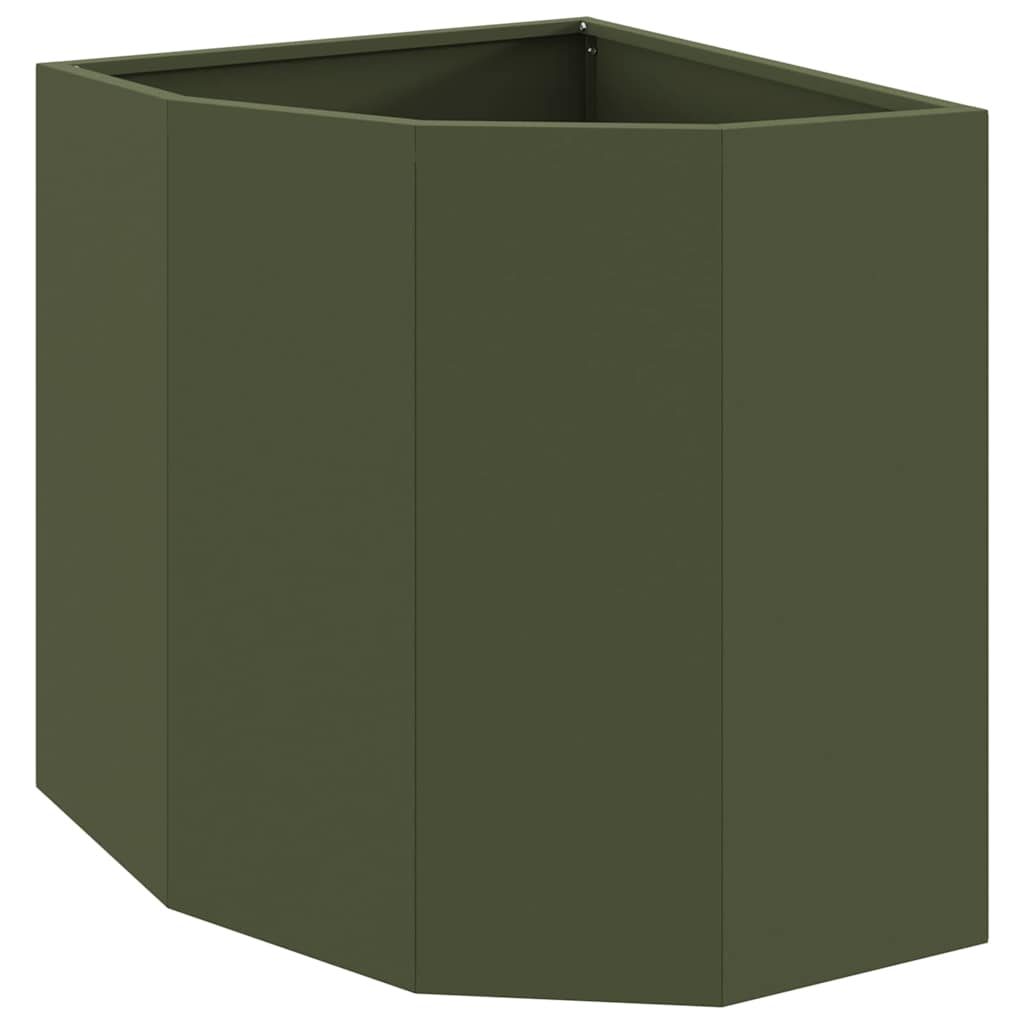 vidaXL Corner Planter Olive green 45 x 45 x 50 cm Steel 2