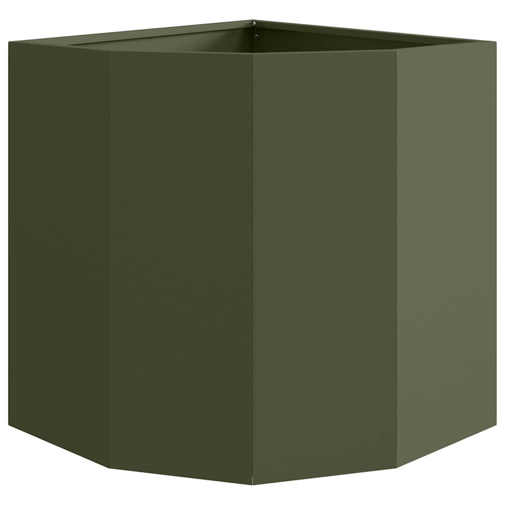 vidaXL Corner Planter Olive green 45 x 45 x 50 cm Steel 5