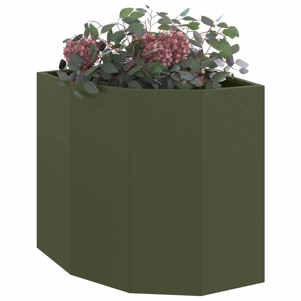 vidaXL Corner Planter Olive green 45 x 45 x 50 cm Steel 3