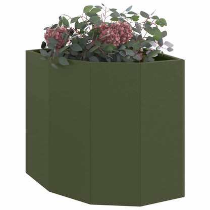 vidaXL Corner Planter Olive green 45 x 45 x 50 cm Steel 3