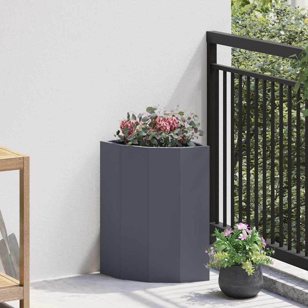vidaXL Corner Planter Anthracite 30 x 30 x 50 cm Steel 1