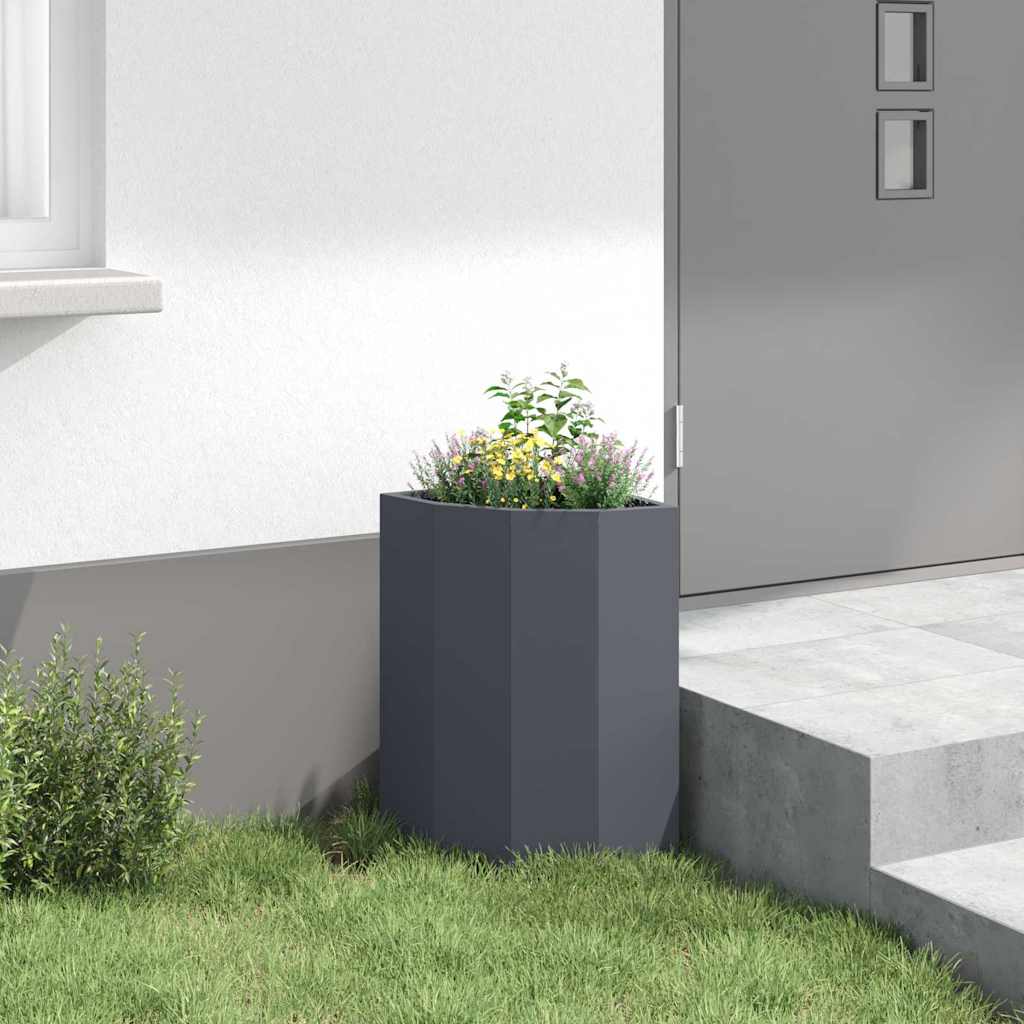 vidaXL Corner Planter Anthracite 30 x 30 x 50 cm Steel 4