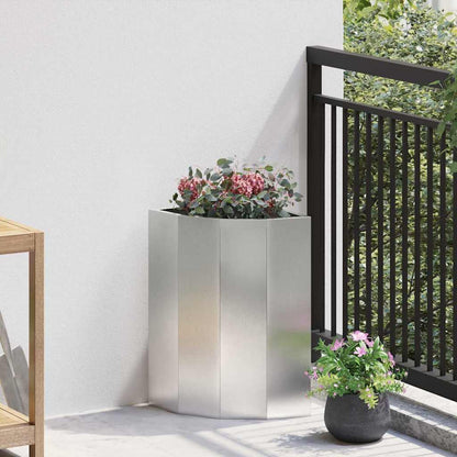 vidaXL Corner Planter Silver 30 x 30 x 50 cm Stainless steel 1