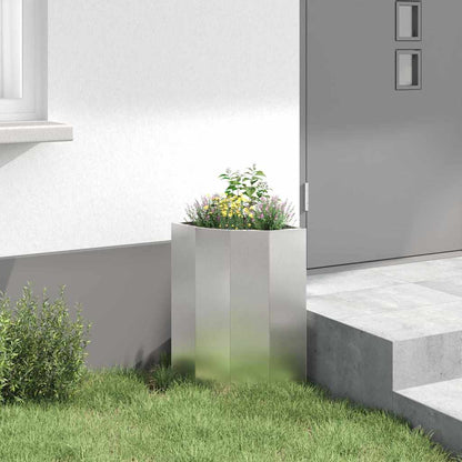 vidaXL Corner Planter Silver 30 x 30 x 50 cm Stainless steel 4