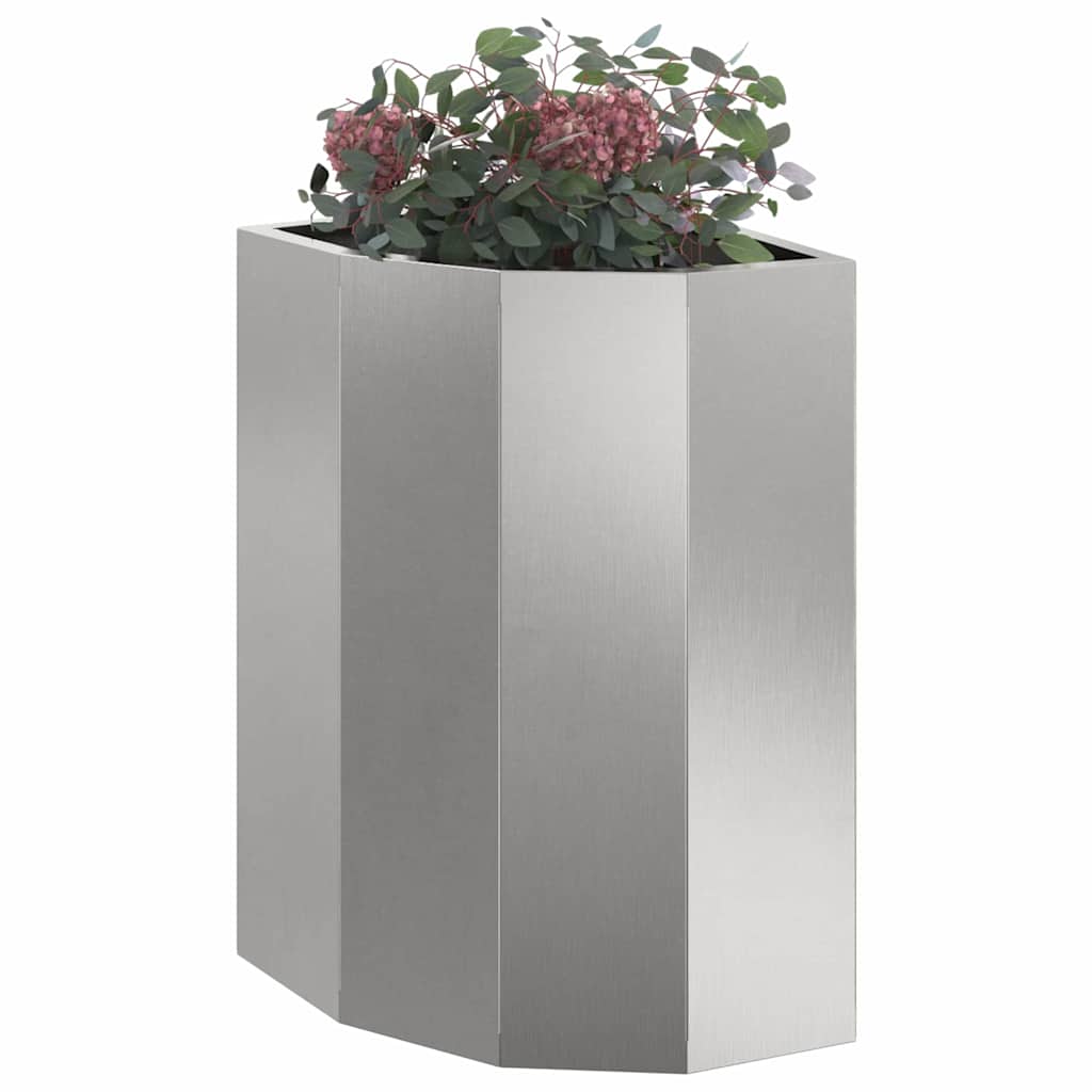 vidaXL Corner Planter Silver 30 x 30 x 50 cm Stainless steel 3