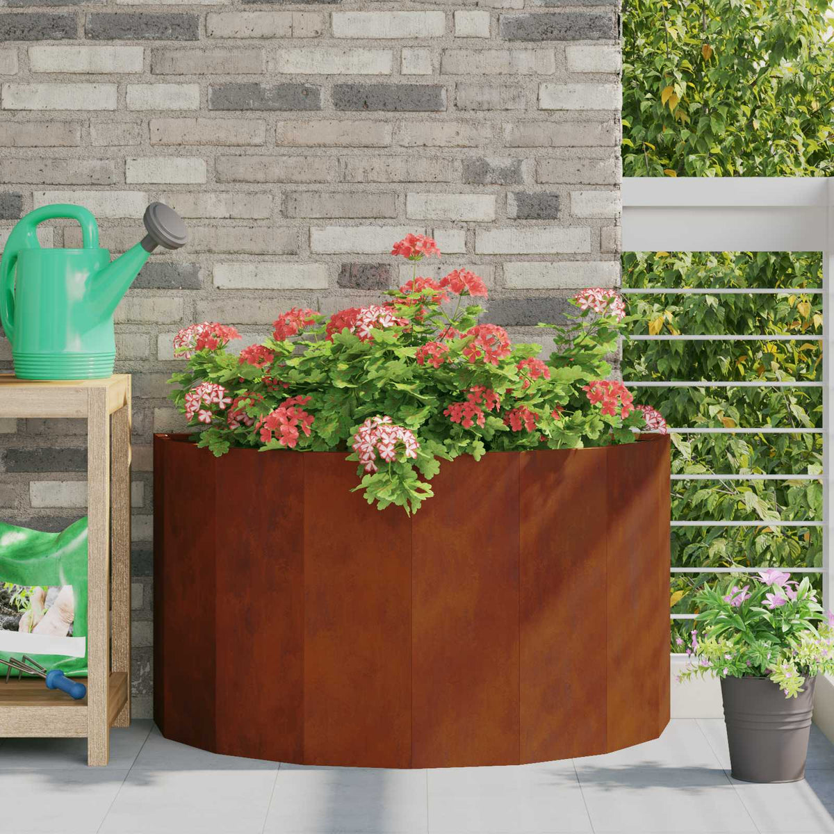 Planter 90 x 45 x 50 cm Steel Height 50 cm Width 90 cm Weathering steel