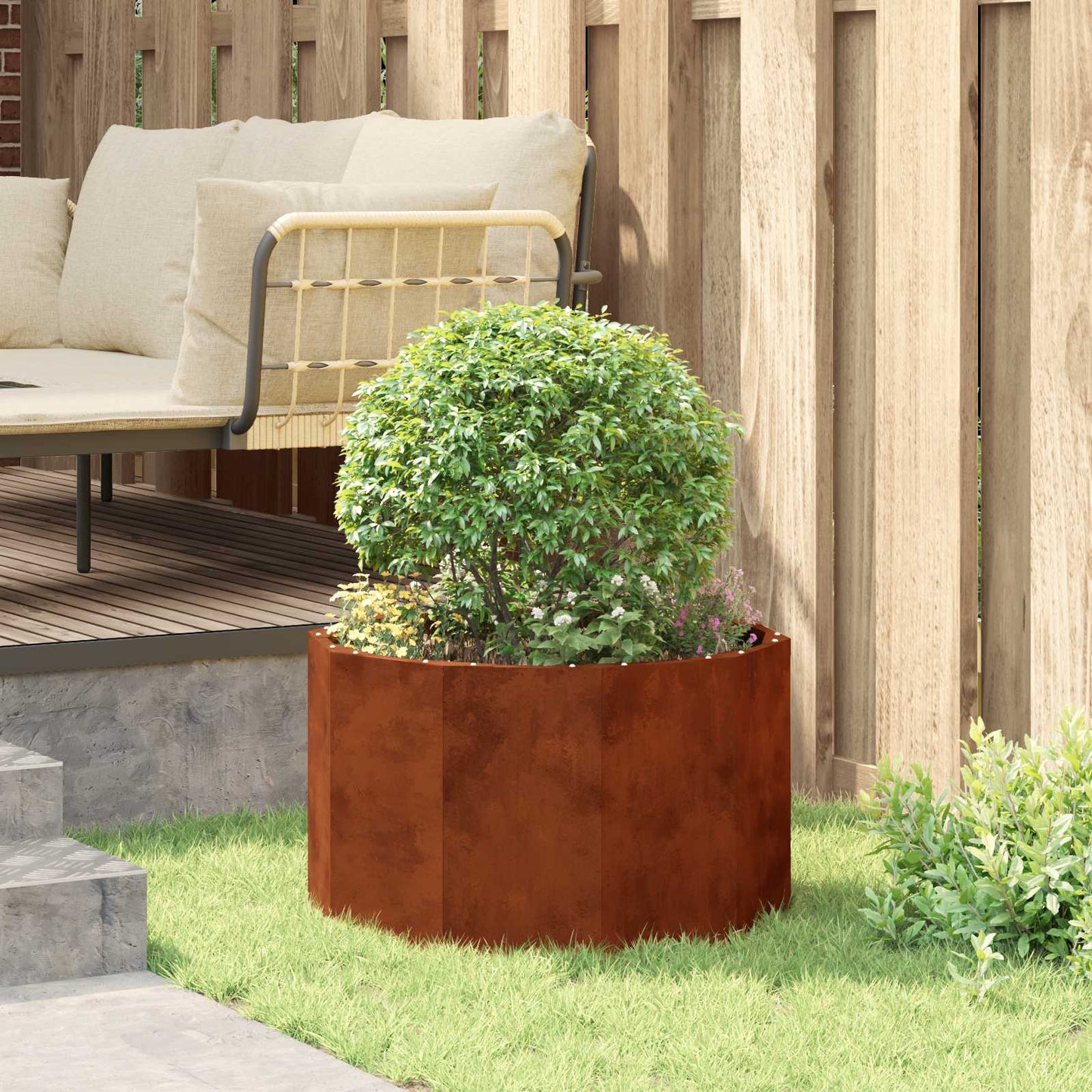 vidaXL Planter Rusty 60 x 60 x 35 cm Weathering Steel 4