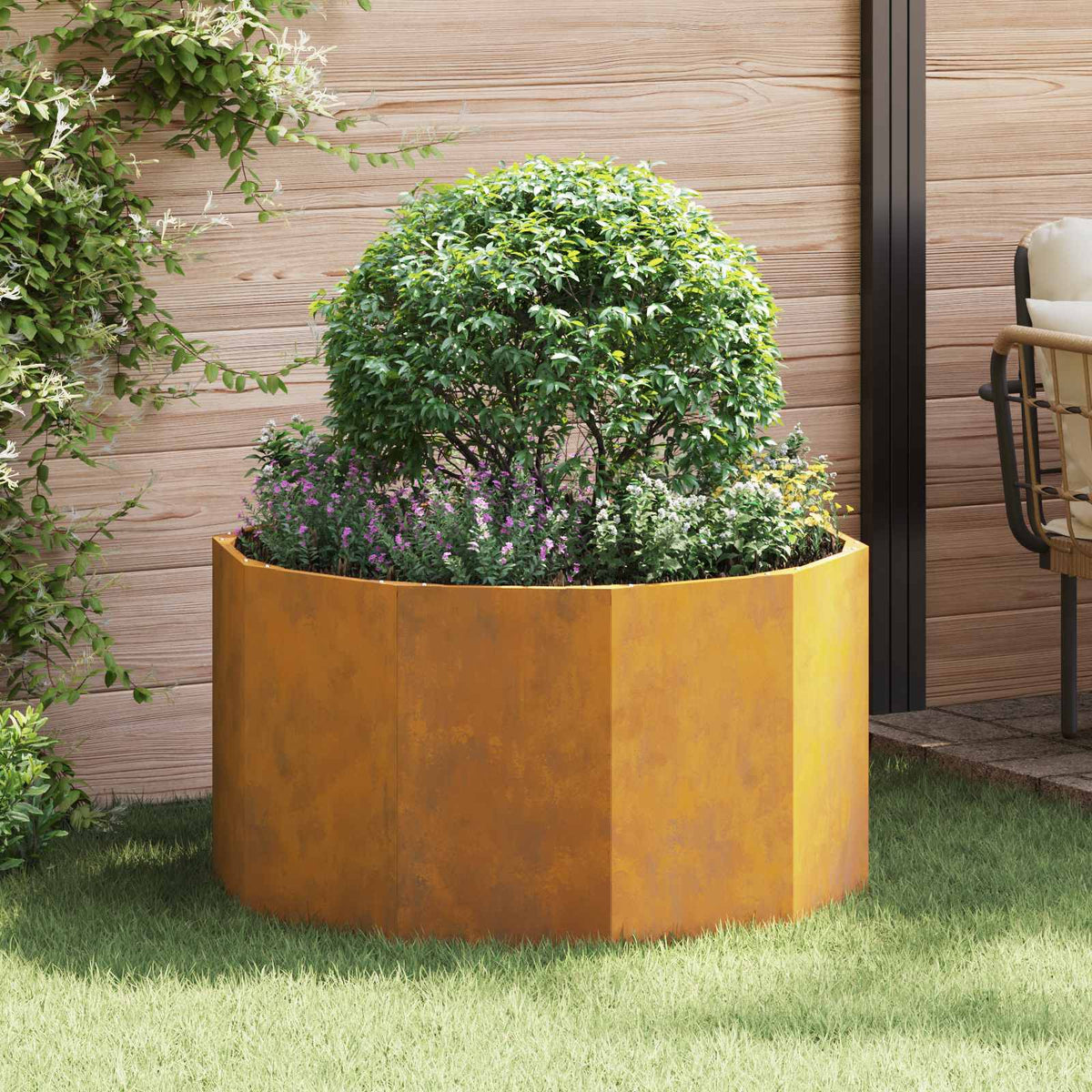 Planter 90 x 90 x 50 cm Steel Weathering steel