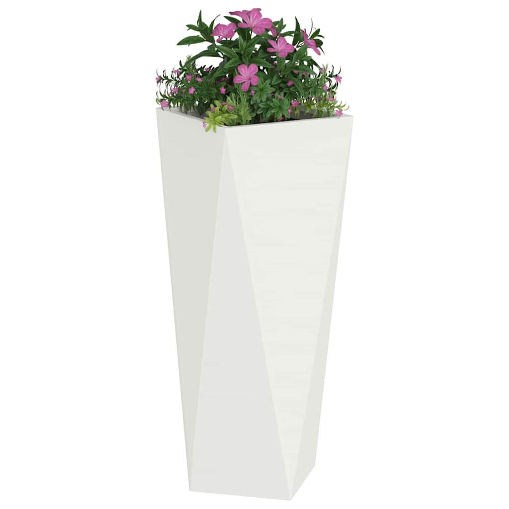 vidaXL Planter White 30 x 30 x 75 cm Steel 3