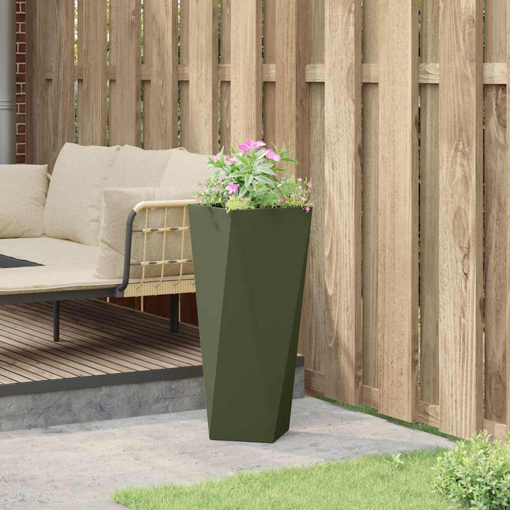 vidaXL Planter Olive Green 30 x 30 x 75 cm Steel 4