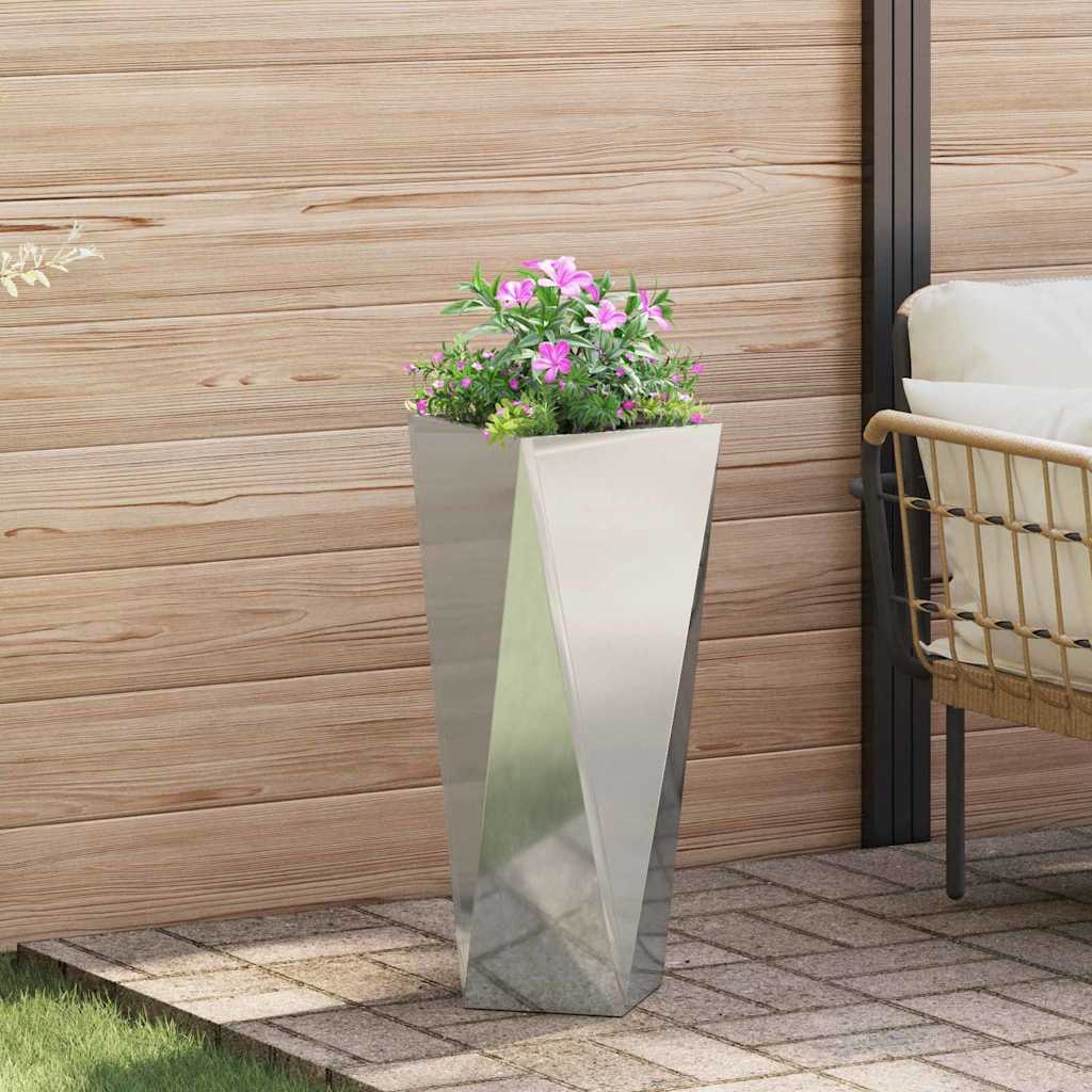 vidaXL Planter Silver 30 x 30 x 75 cm Galvanised Steel 1