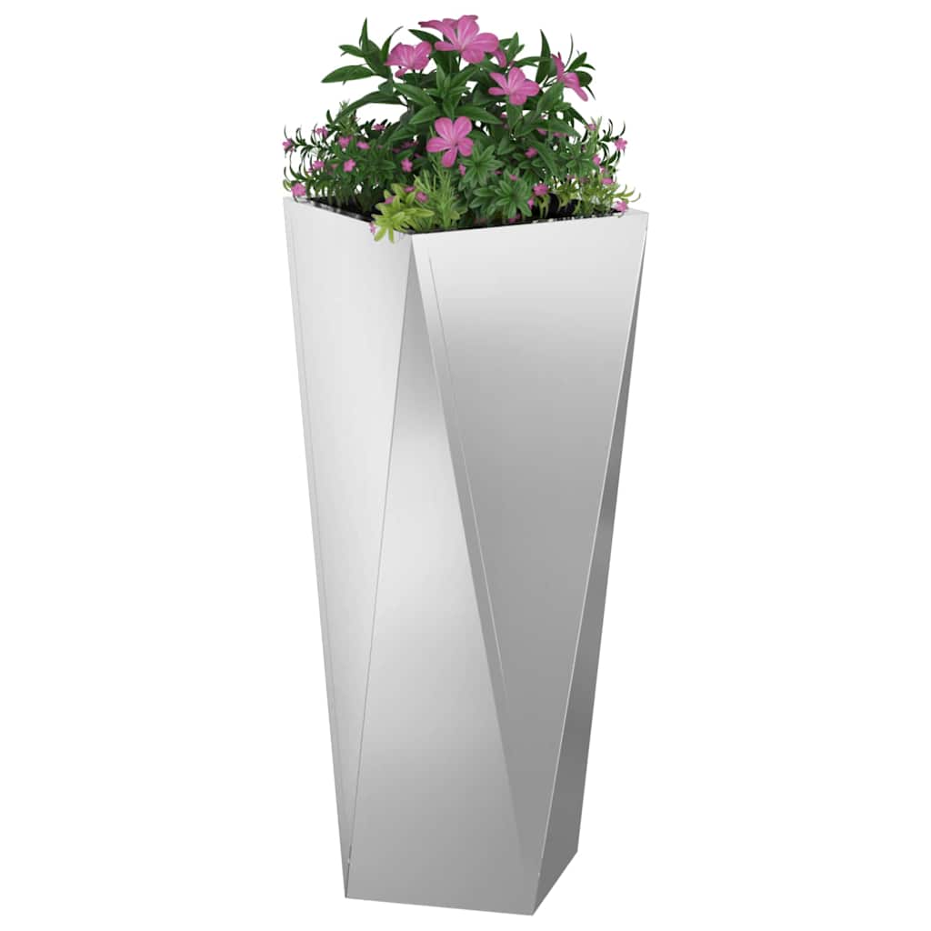 vidaXL Planter Silver 30 x 30 x 75 cm Galvanised Steel 3