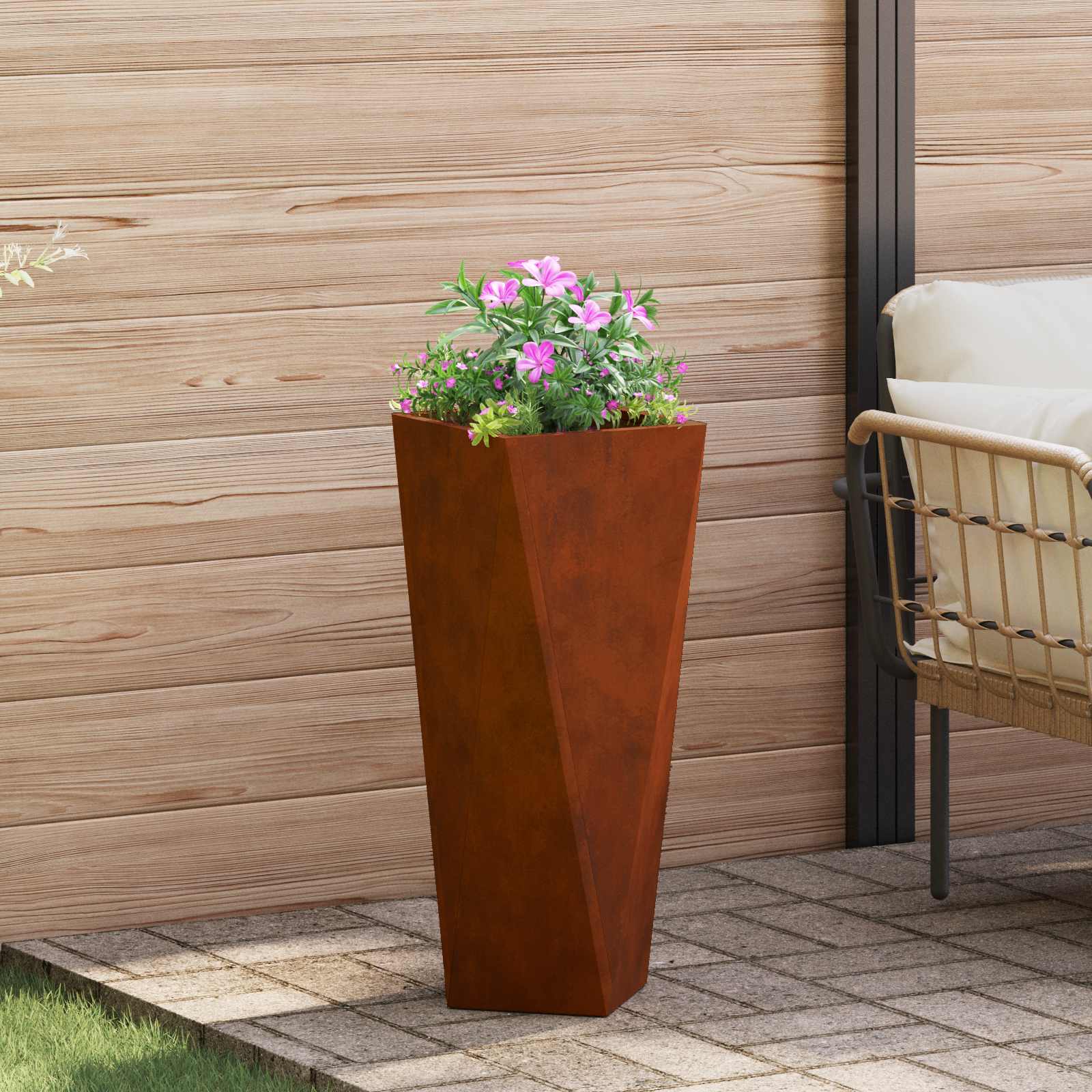 vidaXL Planter 2 pcs Rusty 30 x 30 x 75 cm Weathering Steel 4