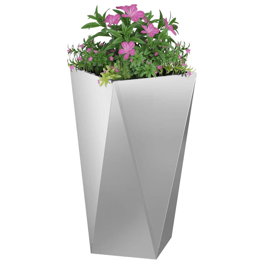vidaXL Planter Silver 40 x 40 x 75 cm Galvanised Steel 3