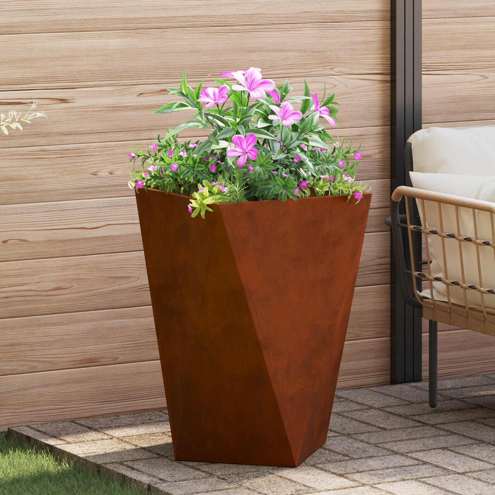 vidaXL Planter Rusty 50 x 50 x 75 cm Weathering Steel 1
