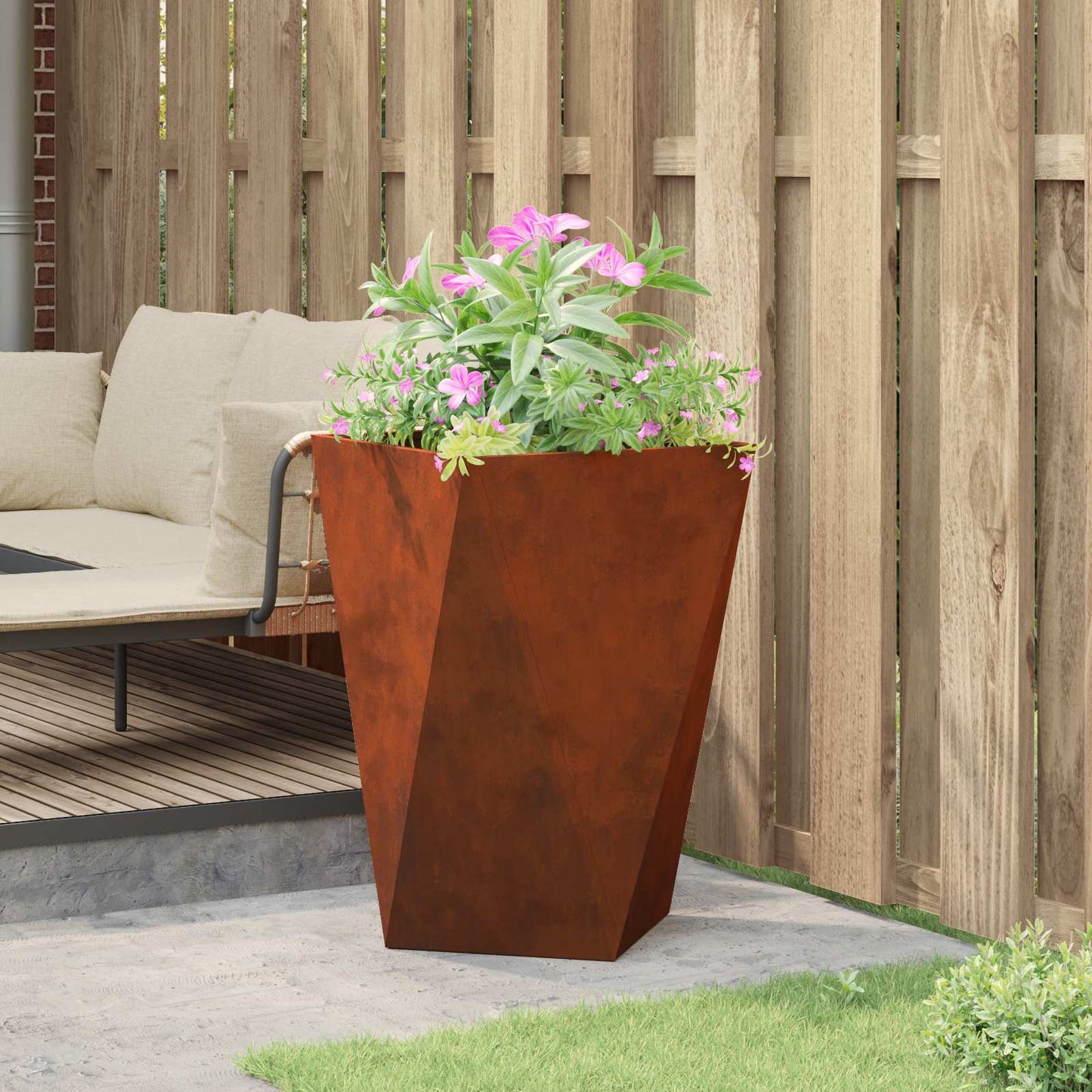 vidaXL Planter Rusty 50 x 50 x 75 cm Weathering Steel 4