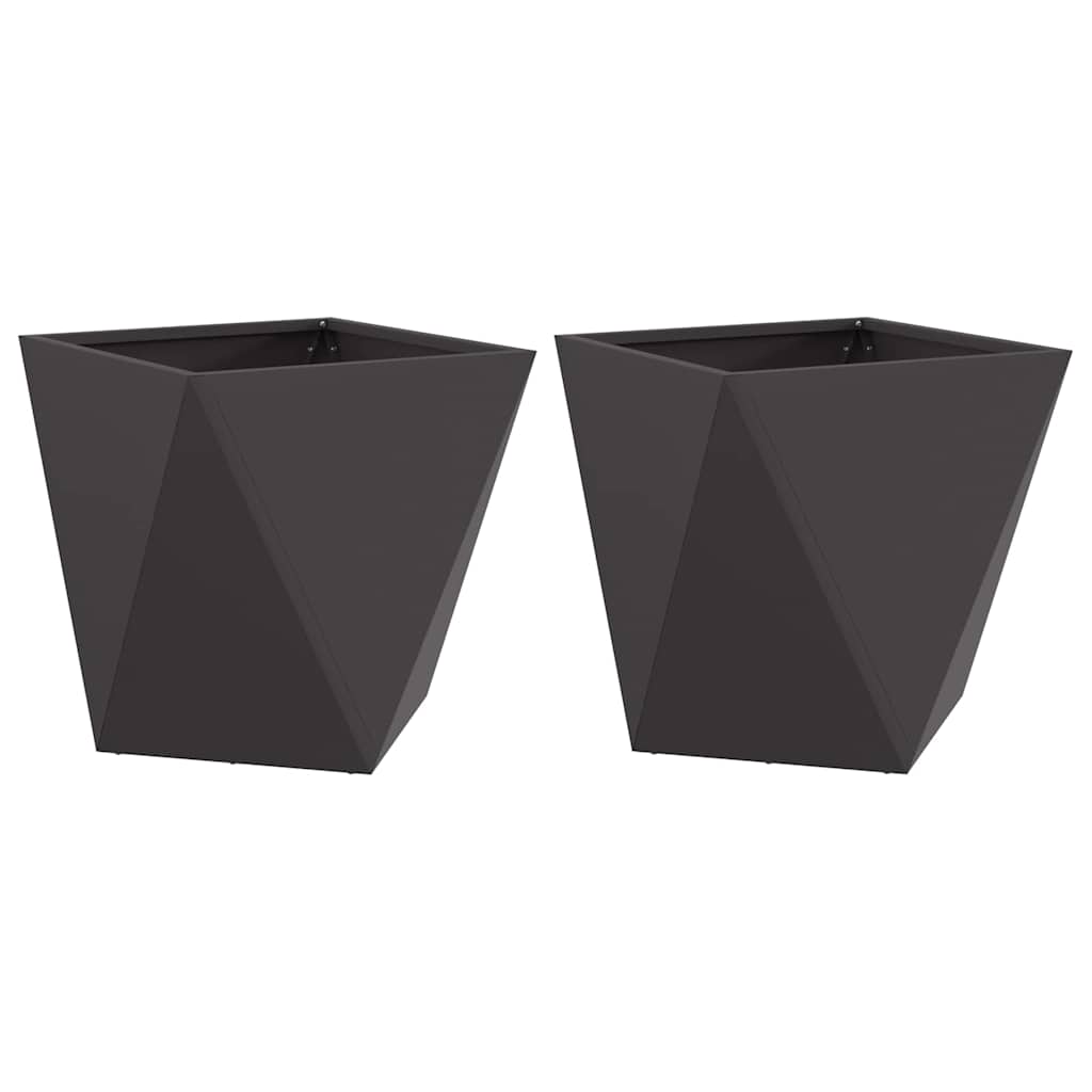 vidaXL Planter 2 pcs Black 50 x 50 x 50 cm Steel 2