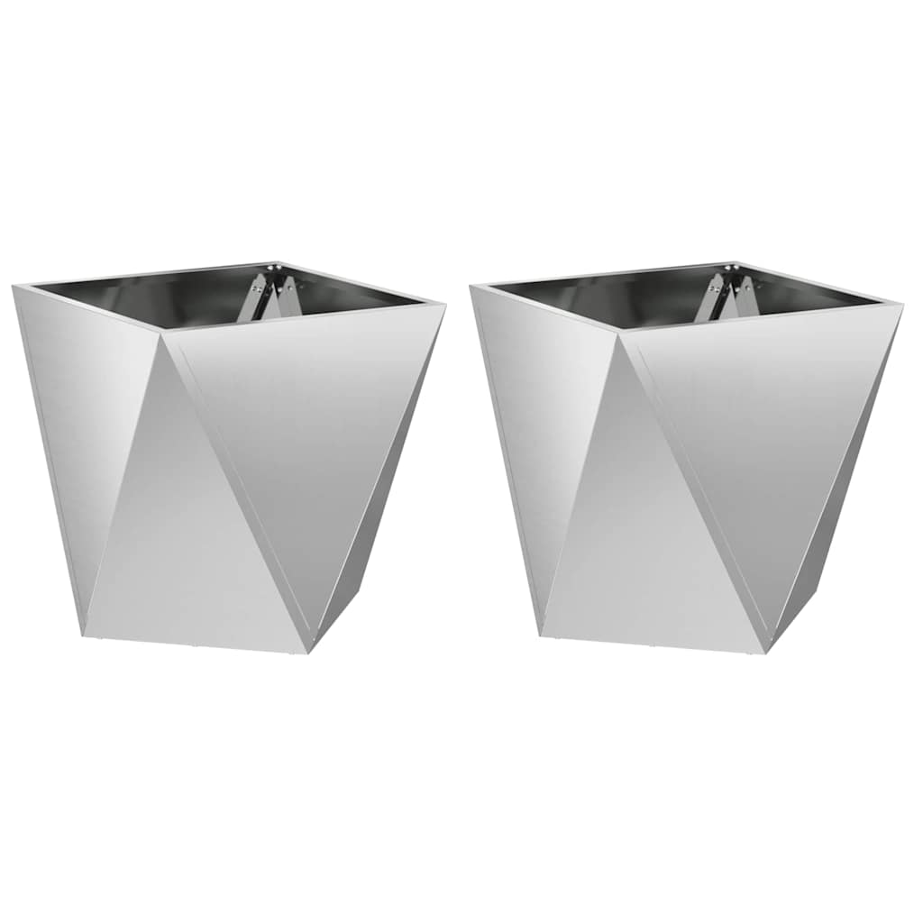 vidaXL Planter 2 pcs Silver 50 x 50 x 50 cm Galvanised Steel 2