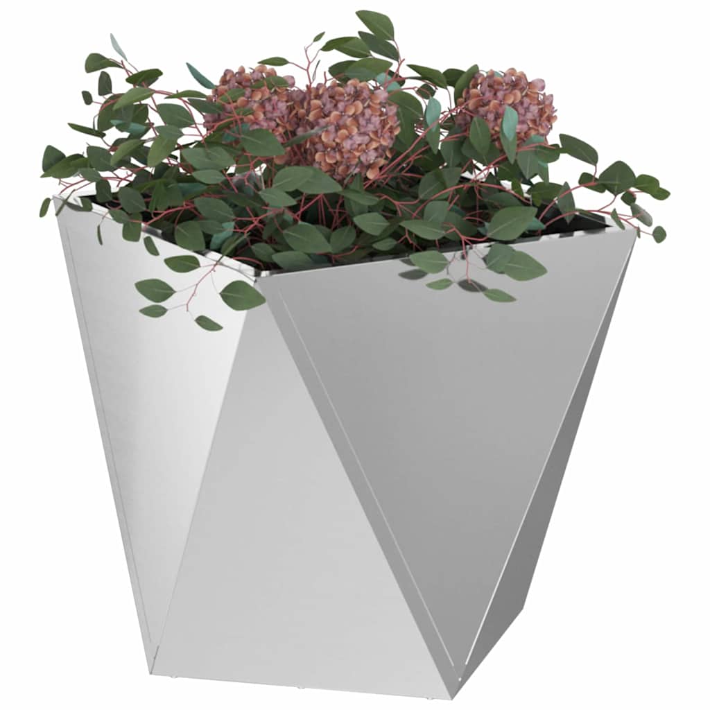 vidaXL Planter 2 pcs Silver 50 x 50 x 50 cm Galvanised Steel 3