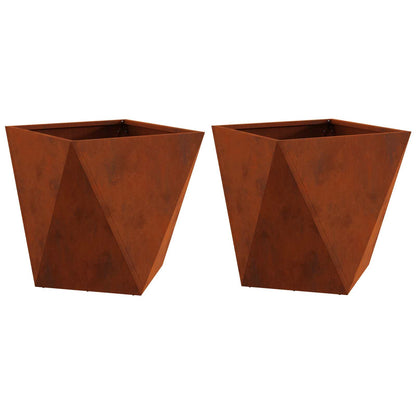 vidaXL Planter 2 pcs Rusty 50 x 50 x 50 cm Weathering Steel 2