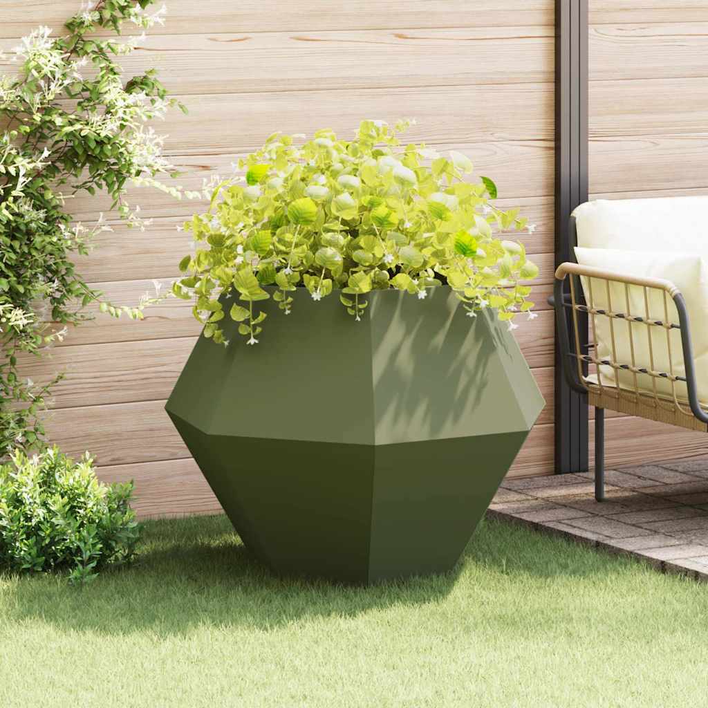 vidaXL Planter Olive Green 100 x 100 x 80 cm Steel 1