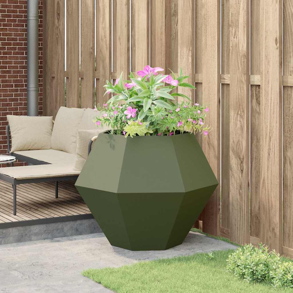 vidaXL Planter Olive Green 100 x 100 x 80 cm Steel 4