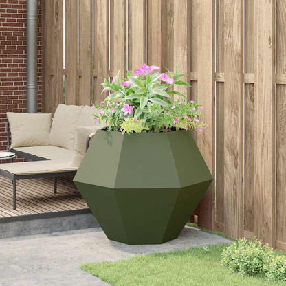 vidaXL Planter Olive Green 100 x 100 x 80 cm Steel 4