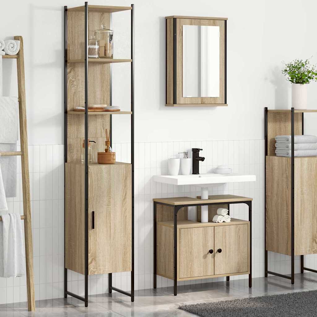 Bathroom Furniture Set 3 pcs Engineered Wood Sonoma oak