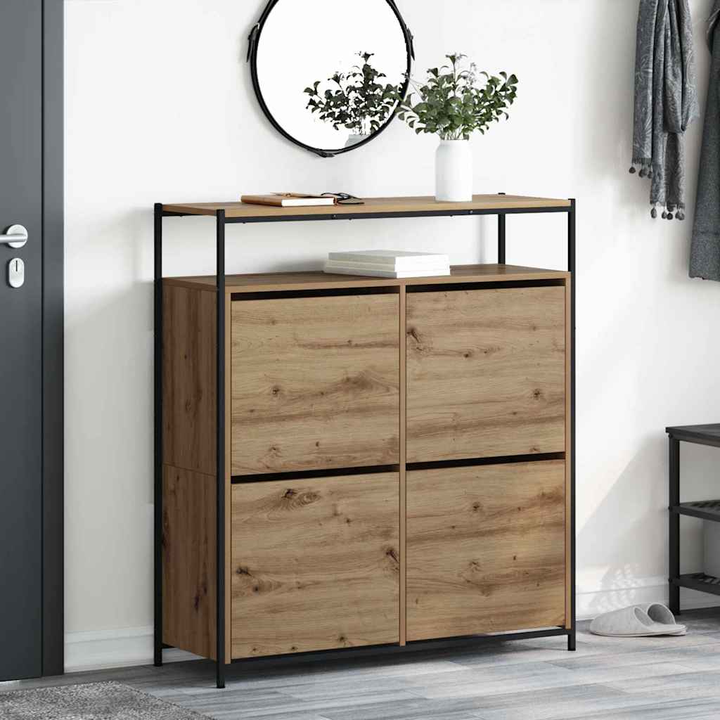 Shoe Cabinet with 4 Flip-Drawers 100x34x112 cm Artisan oak 100 cm