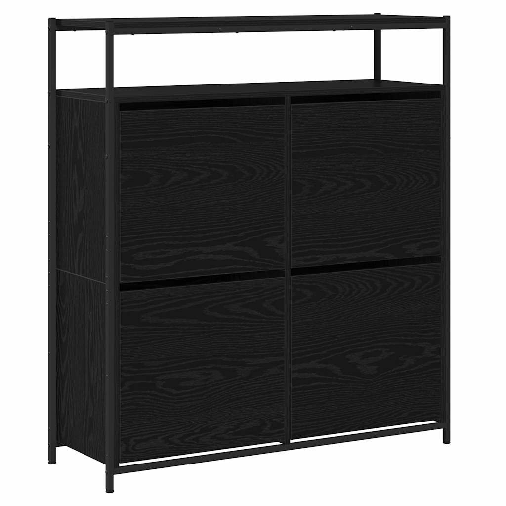 Shoe Cabinet with 4 Flip-Drawers 100x34x112 cm Black oak 100 cm