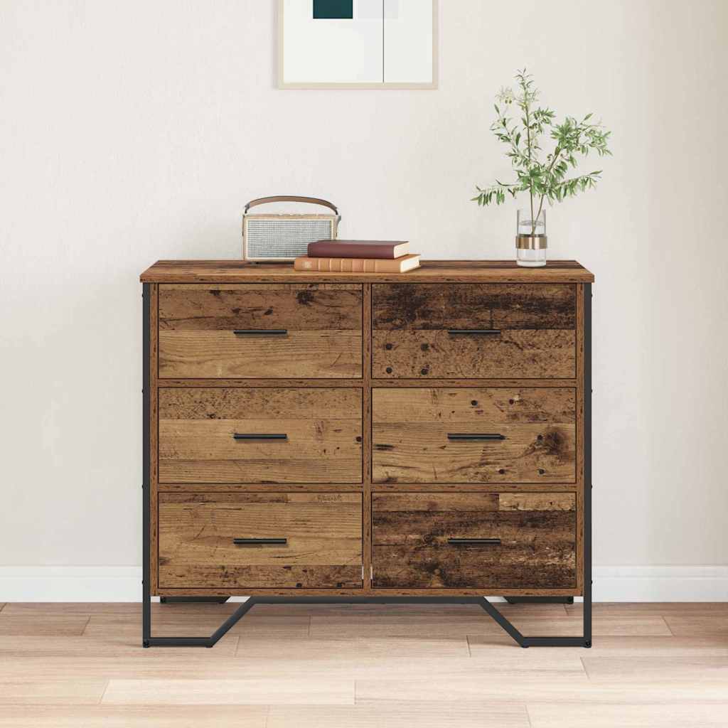 vidaXL Chest of Drawers 6-Drawer Old Wood 91 x 35.5 x 74.5 cm 4
