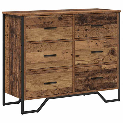 vidaXL Chest of Drawers 6-Drawer Old Wood 91 x 35.5 x 74.5 cm 2