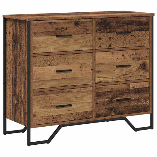 vidaXL Chest of Drawers 6-Drawer Old Wood 91 x 35.5 x 74.5 cm 2