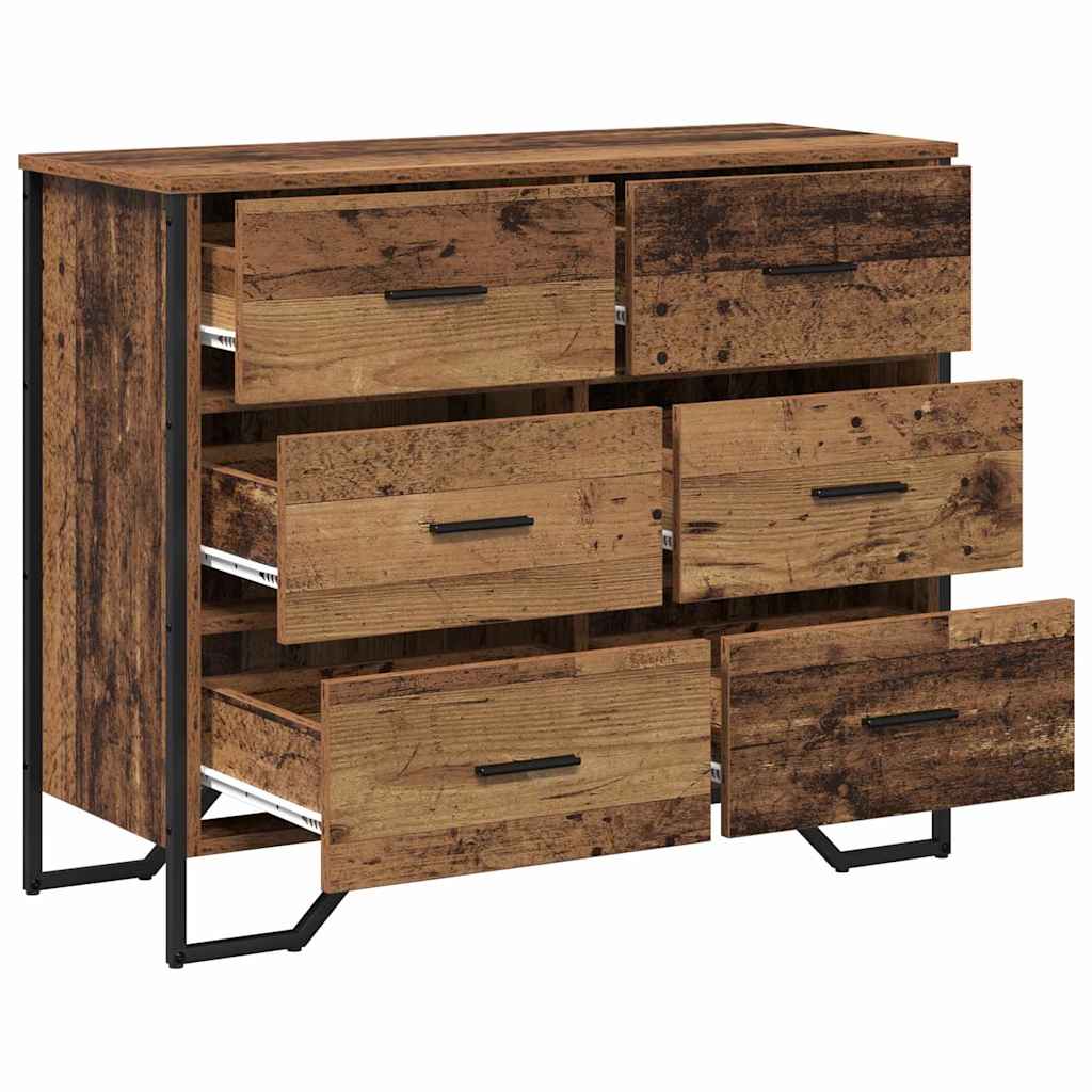 vidaXL Chest of Drawers 6-Drawer Old Wood 91 x 35.5 x 74.5 cm 5