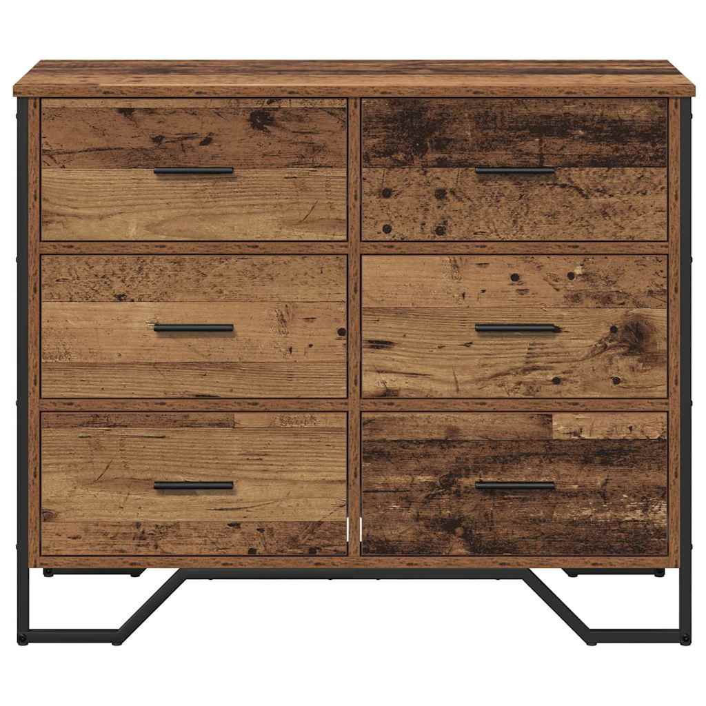 vidaXL Chest of Drawers 6-Drawer Old Wood 91 x 35.5 x 74.5 cm 6