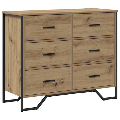 vidaXL Chest of Drawers 6-Drawer Artisan Oak 91 x 35.5 x 74.5 cm 2